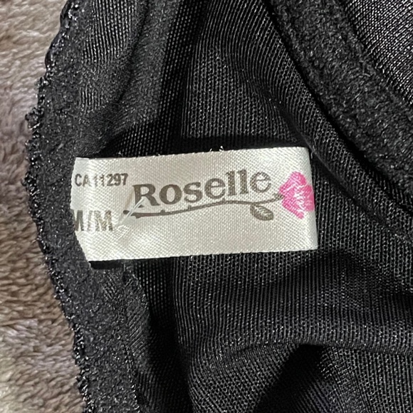 Roselle Black Sheer and hard Lace Body Suit Romper Girdle. M size - Picture 6 of 7
